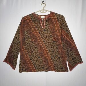 Vtg 90s Avenue Top Women 26/28 Paisley Velvet 3/4 Flare Forest Fairy Boho Grunge